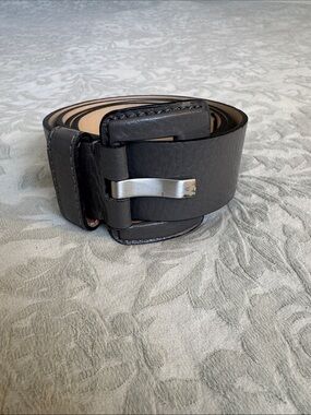 Banana Republic Vintage Gray Genuine Leather Belt with Silver-Tone Accent